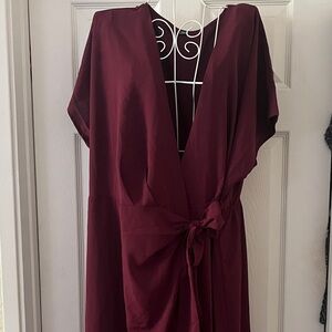 SHEIN Burgundy Midi Dress wrap